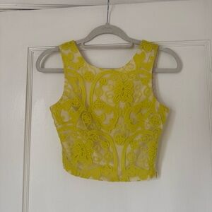 Lucy Paris Vibrant Yellow Lace Crochet Crop Top Size XSmall euc